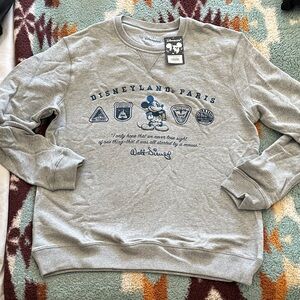 NEW WITH TAGS LARGE Disney Gray Crewneck Sweater